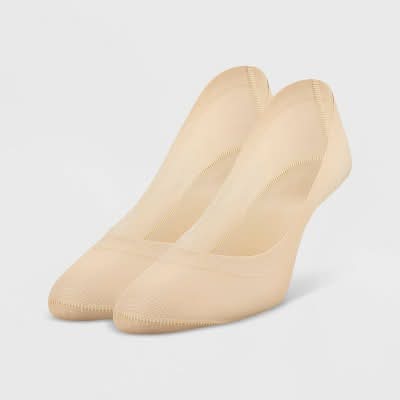 Peds Hidden Gel Heel Grip Stretch Knit Laser Cut Liner Socks, Women, 5-10, Nude (2 ct)