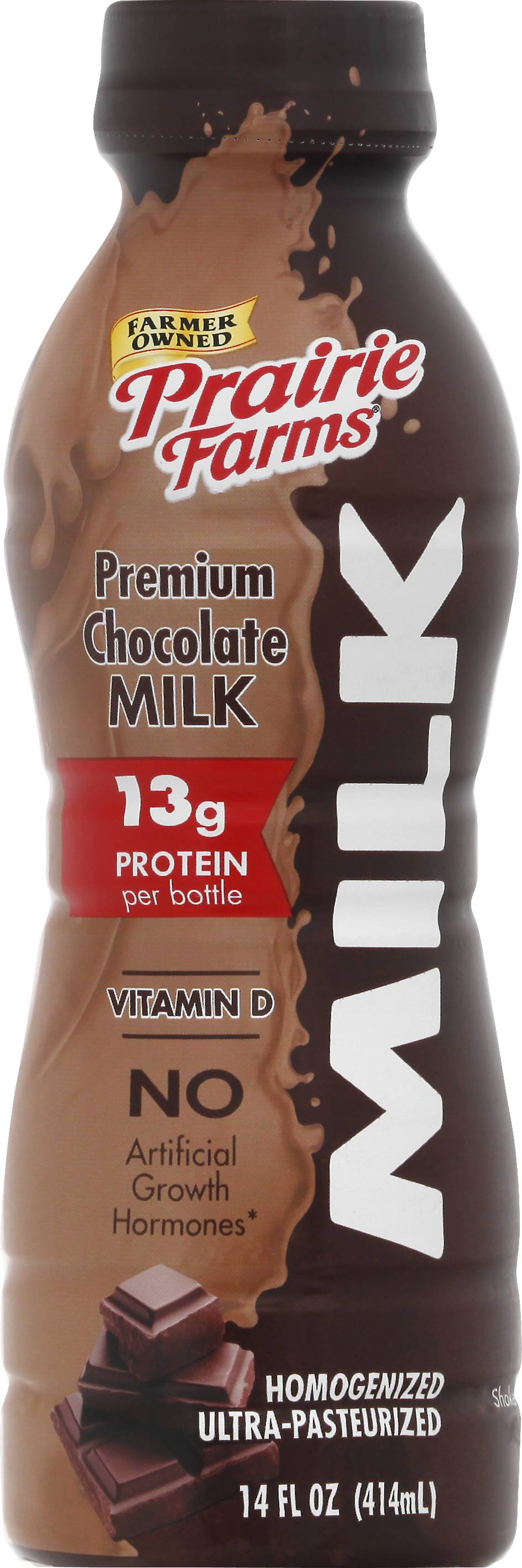 Prairie Farms Vitamin D Homogenized Ultra-Pasteurized Milk, Premium Chocolate (14 fl oz)