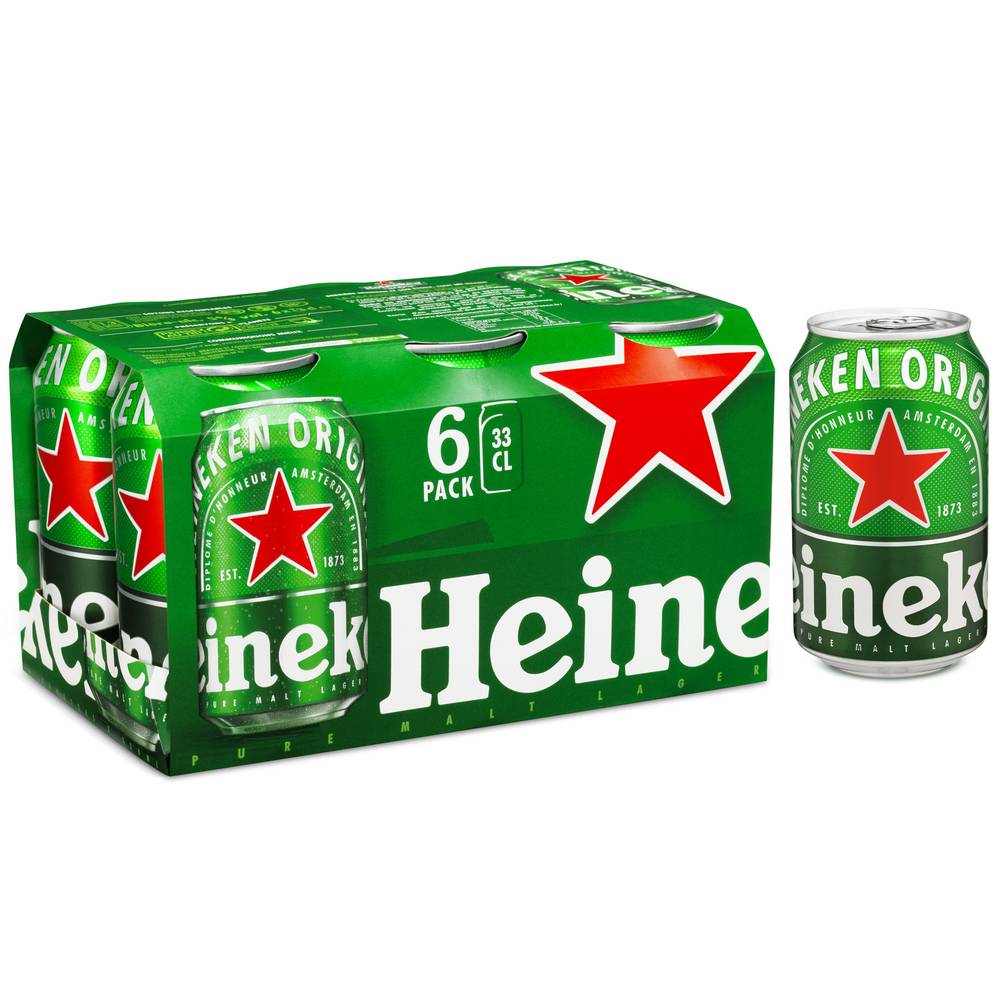 Heineken - Bière blonde (6 pièces, 330 ml)