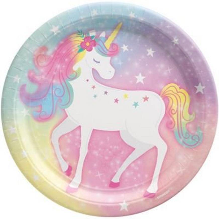 Party City Enchanted Unicorn Round Paper Lunch Plate (9in/multi)