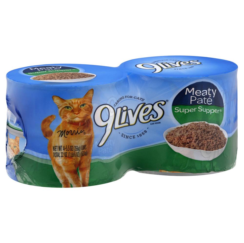 9Lives Meaty Pate Super Cat Food (4 x 5.5 oz)