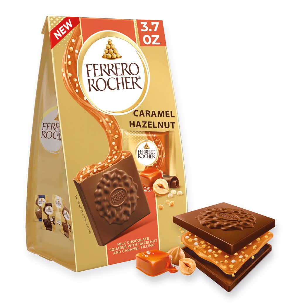 Ferrero Rocher Hazelnut Squares Bar, Milk Chocolate-Caramel (3.7 oz)