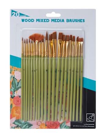 Wood Mixed Media Brushes 20-Count Green
