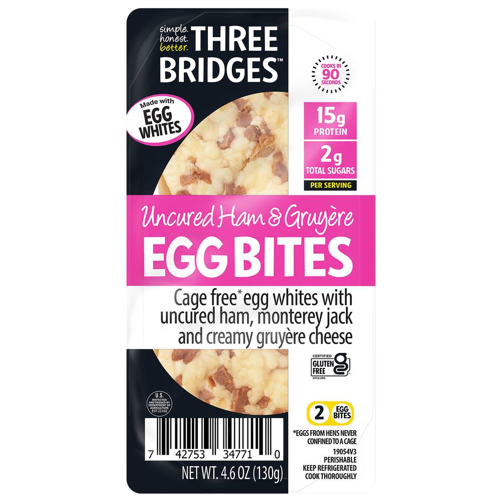 Three Bridges Uncured Ham & Gruyere Egg Bites (4 oz)