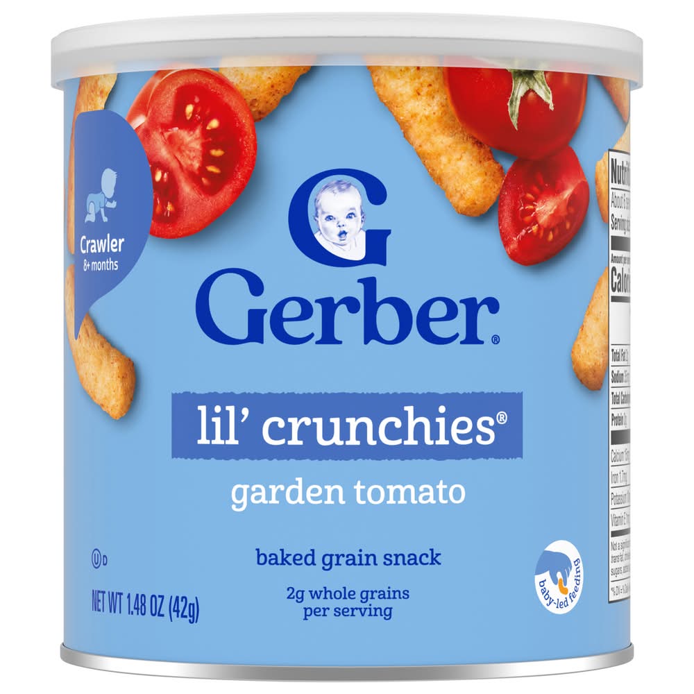 Gerber Lil' Crunchies Baked Grain Snacks For Baby, Garden Tomato, 8+ Months (1.48 oz)