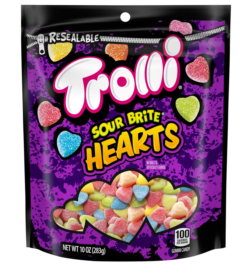 Trolli Sour Brite Gummi Hearts Valentines Candy (10 oz)