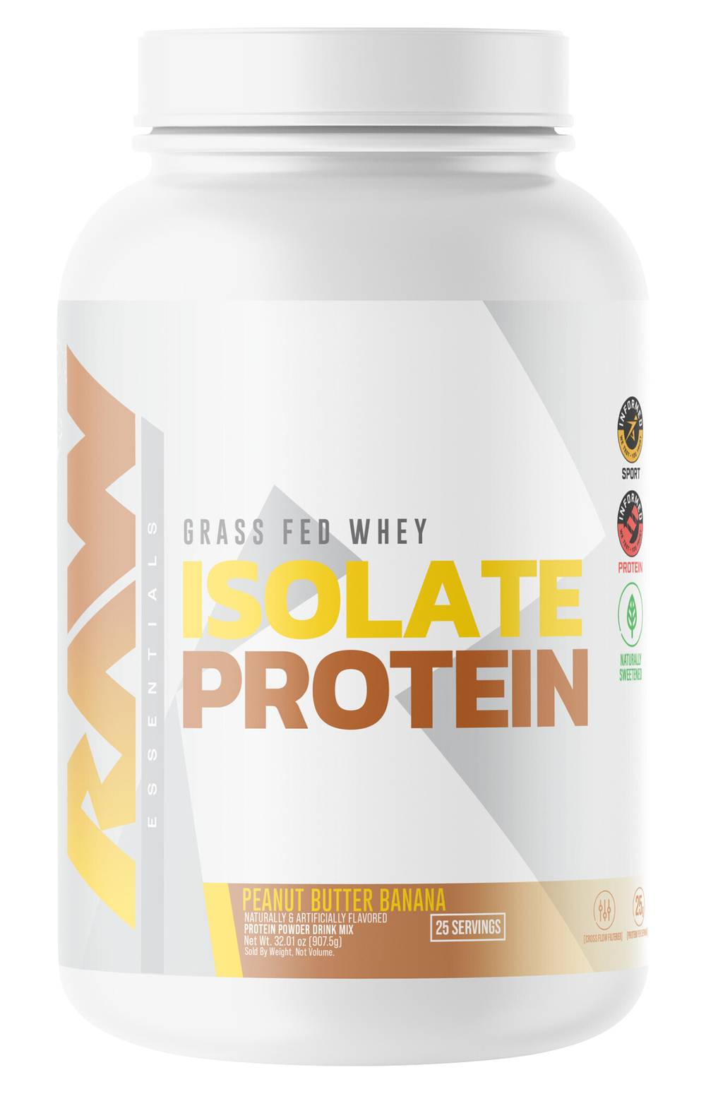 RAW Nutrition Whey Isolate Protein Powder Drink Mix, Peanut Butter Banana (32.01 oz)