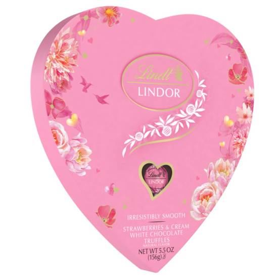 Order Lindt LINDOR Valentine's Strawberries and Cream White Chocolate Candy Truffles Heart, White Chocolate with Strawberries and Cream White Truffle Filling, 5.5 oz. food online from CVS store, Providence County on bringmethat.com