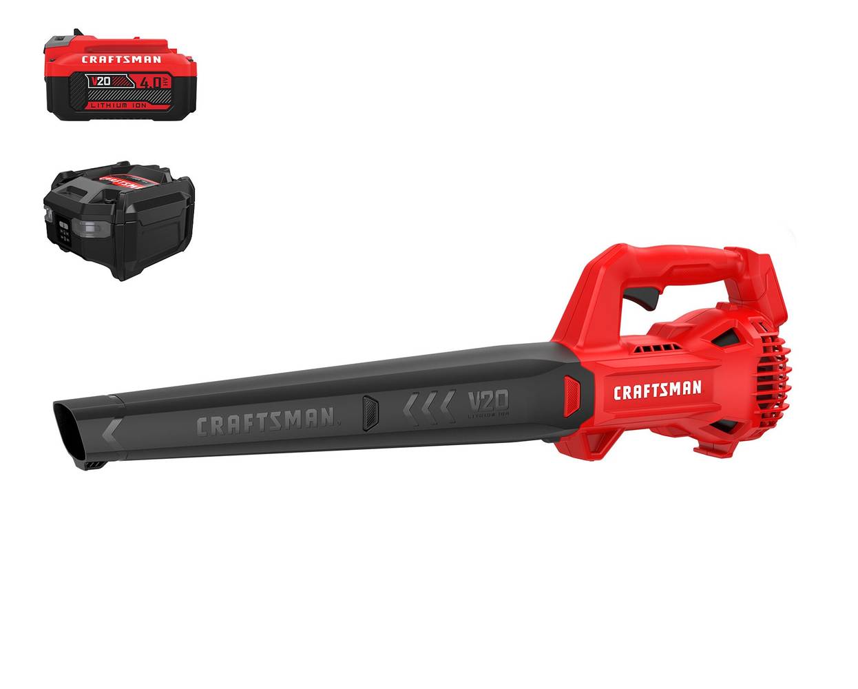 CRAFTSMAN Battery Handheld Leaf Blower, Black-Red