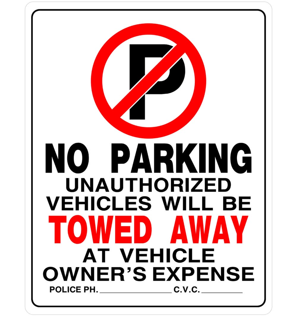 Hillman English White No Parking Sign 19 In. H X 15 In. W