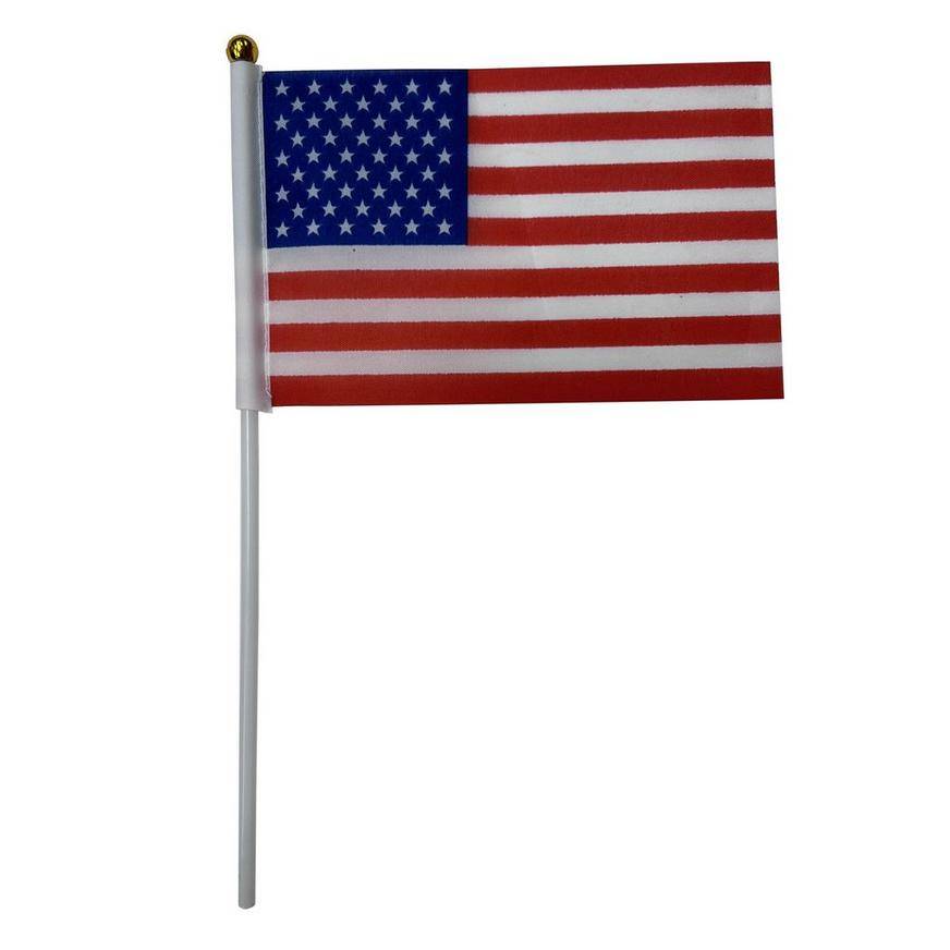 Fabric American Flag on a Stick, 8in x 12in