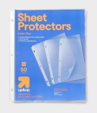 up&up Letter Sheet Protectors, 8.5 In x 11 In, Clear (50 ct)