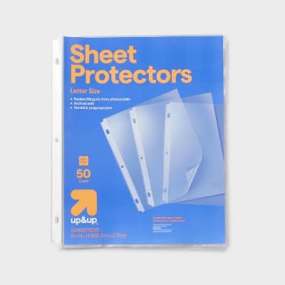 up&up Letter Sheet Protectors, 8.5 In x 11 In, Clear (50 ct)