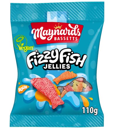 Maynards Bassetts Vegan Fizzy Fish Jellies Candy (110g)