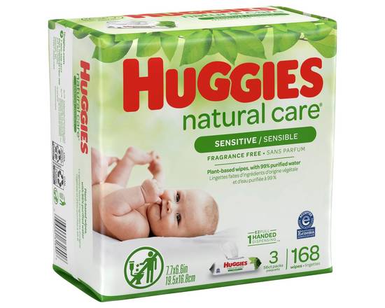 Huggies · Natural Care Sensitive Baby Wipes (3 x 56 wipes)