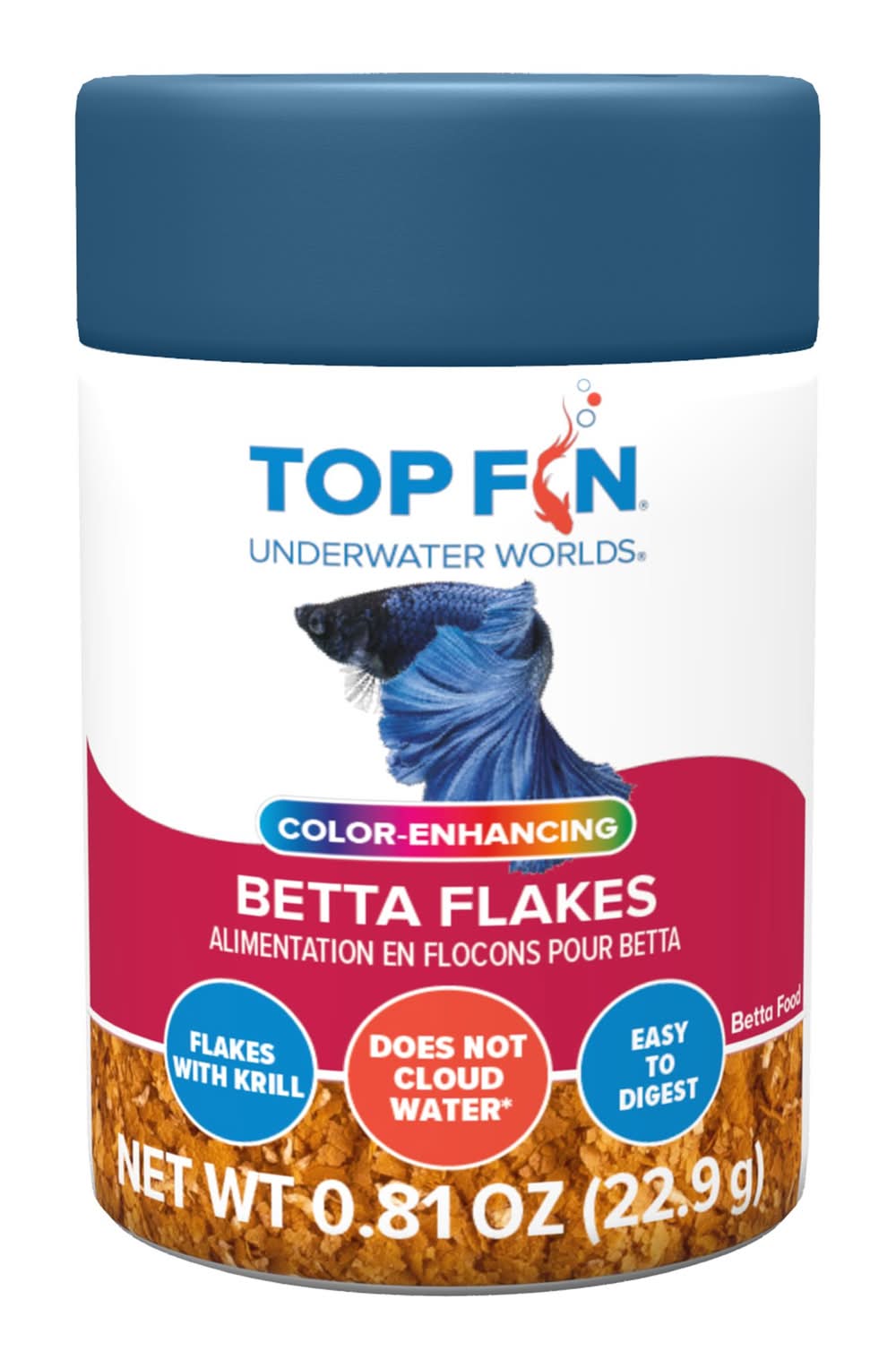 Top Fin® Color-Enhancing Betta Flakes Fish Food (Size: 0.81 Oz)