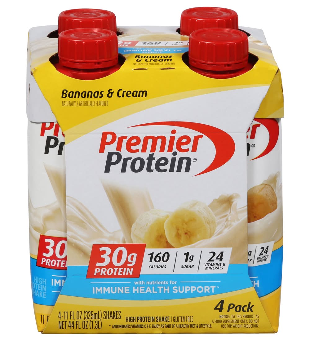 Premier Protein High Protein Shake, Bananas & Cream (4 x 11 fl oz)