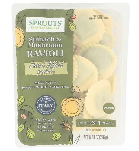 Sprouts Spinach & Mushroom Ravioli Fresh Filled Pasta