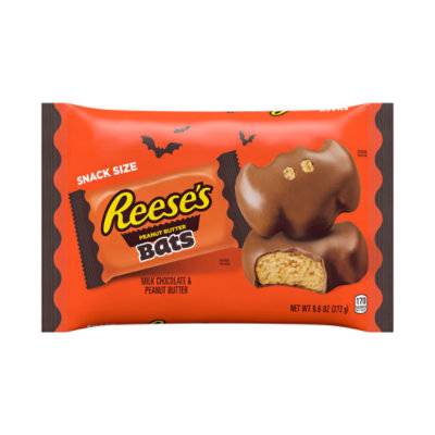 Reese's Milk Chocolate Peanut Butter Snack Size Bats Individually Wrapped Candy Bag - 9.6 Oz