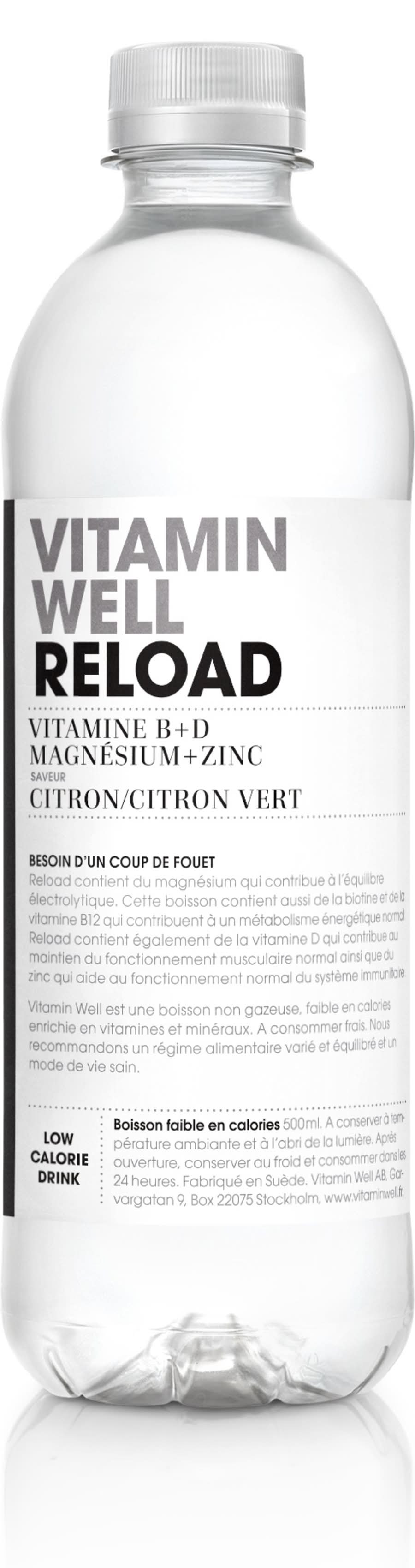 Vitamin Well - Reload boisson gazéifiée aromatisée goût citron (500ml)