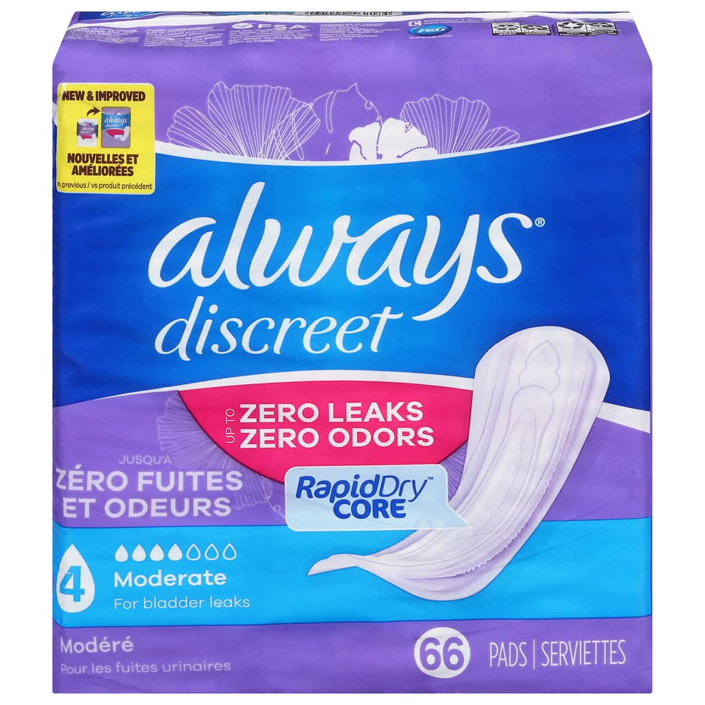Always Rapid Dry Moderate Absorbency Pads (1.3 lbs, 66 ct)