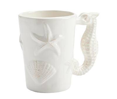 White Seahorse Figural Mug, 16 oz.