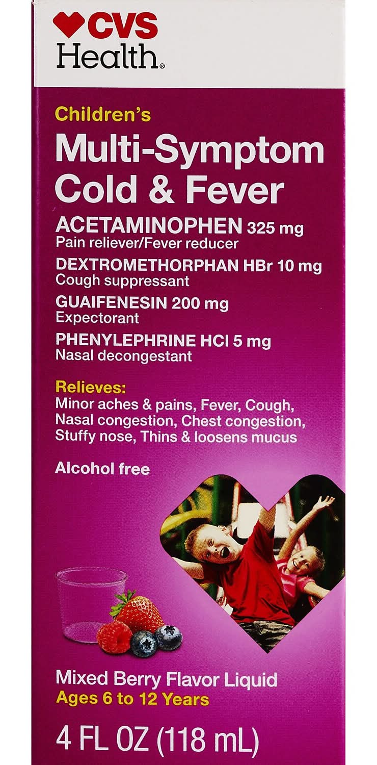 CVS Health Children's Multi-Symptom Cold & Fever Berry Burst Flavor Liquid (4 fl oz)