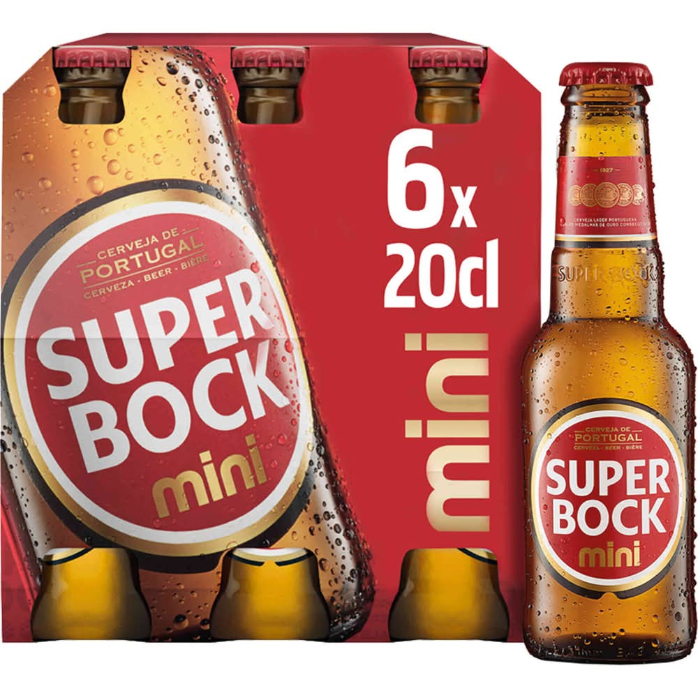 Cerveja com Álcool Mini Super Bock (emb. 6 x 20 cl (Leve 6 Pague 5))