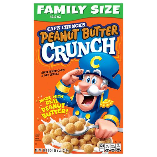 Cap'n Crunch Peanut Butter Crunch Sweetened Corn & Oat Cereal