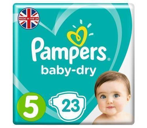 Pampers Baby-Dry Size 5, 23 Nappies, 11-16kg, Carry Pack