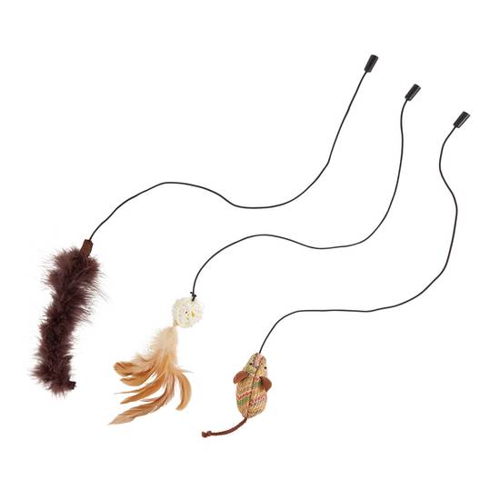 Whisker City® Natural Teaser Attachment Cat Toy - 3 Pack (Teaser Wand Sold Separately) (Color: Multi Color)