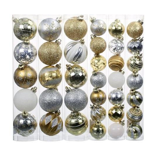 Ashland Ball Plastic Ornament Tube, Silver-Gold