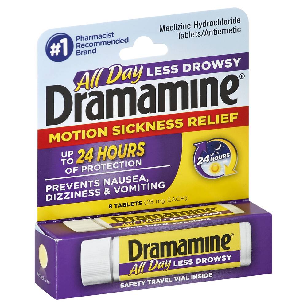 Dramamine All Day Less Drowsy Motion Sickness Relief Tablets 25 mg