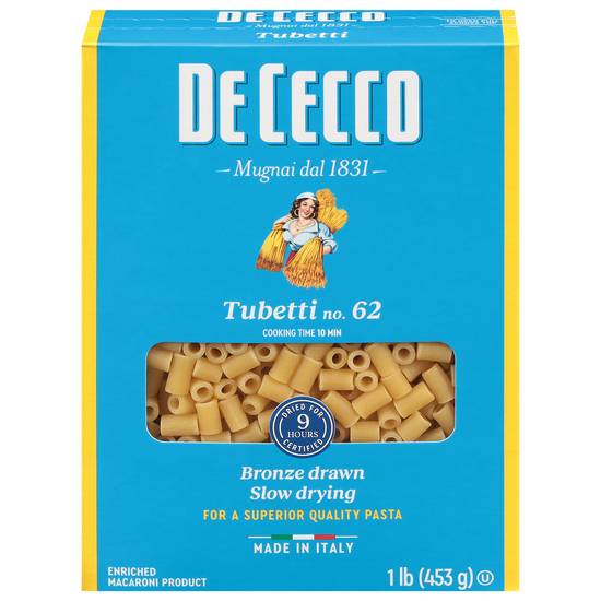 De Cecco Tubetti Pasta No. 62 (16 oz)
