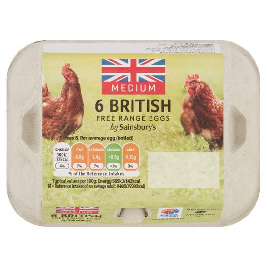 Sainsbury's British Free Range Eggs Medium x6