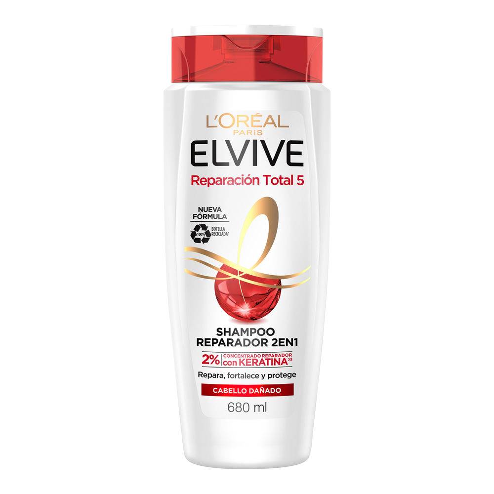 Elvive shampoo 2 en 1 reparación total (680 ml)