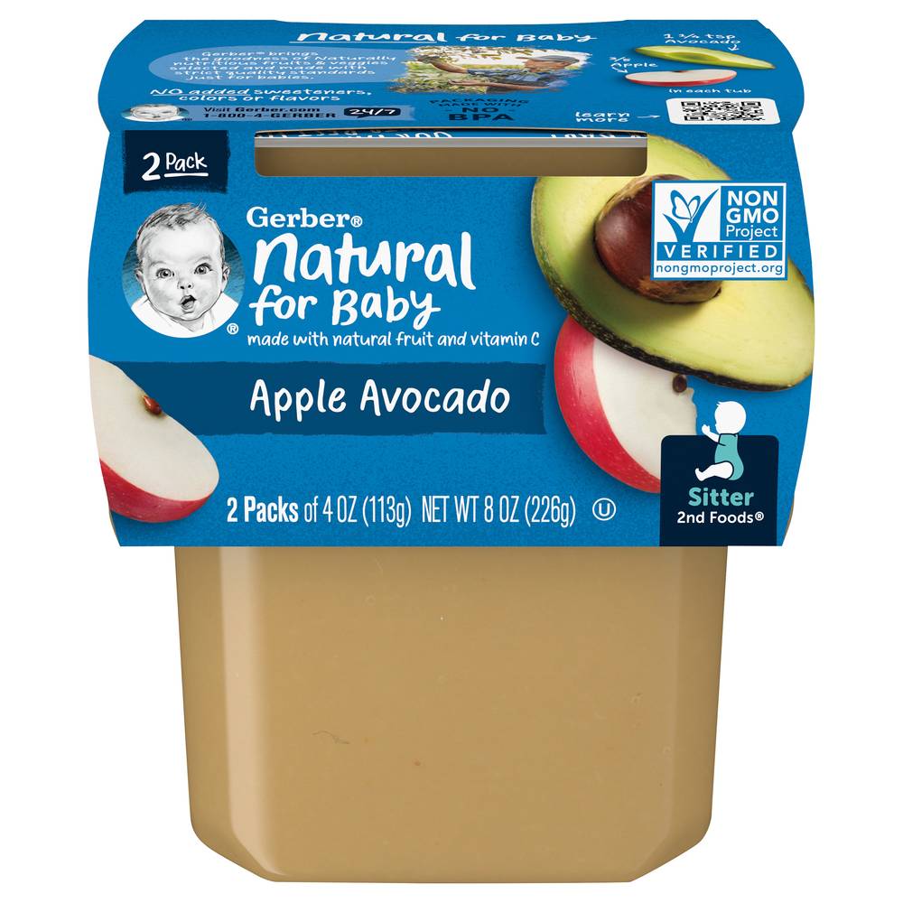 Gerber Sitter 2nd Foods Natural Apple Avocado Baby Food (8 oz)