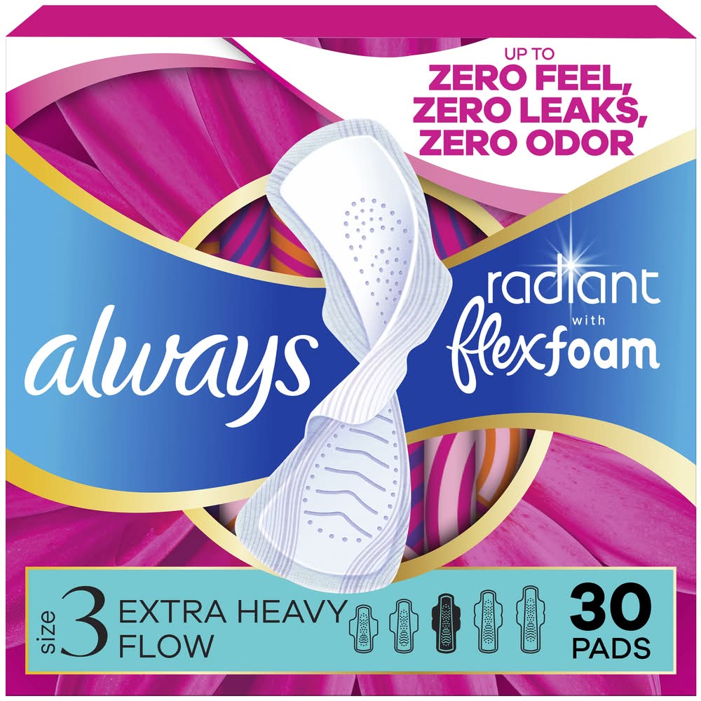 Always Flex Foam Sanitary Pads, Women, Size 3 (30 ct)