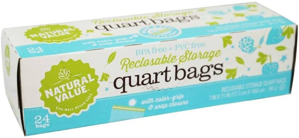Natural Value Reclosable Storage Quart Bags (24 ct)