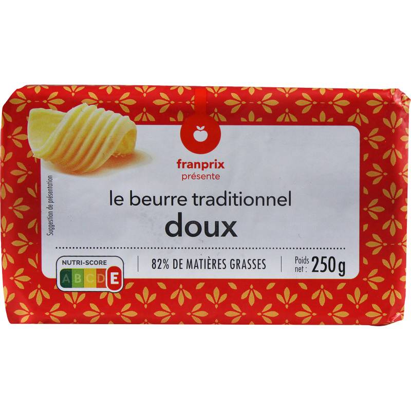 Franprix - Beurre traditionnel doux 82% mg (250g)