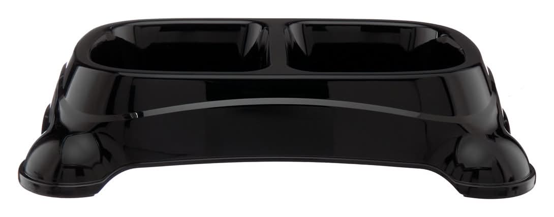 Forever Pals Two-Sided Pet Bowl Food And Water Dish Black