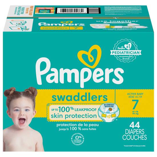 Pampers Swaddlers Soft and Absorbent Diapers (size 7) (44 ct)