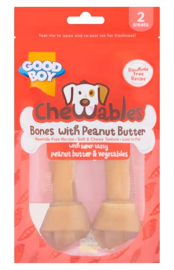 Good Boy Peanut Butter & Vegetable, Medium, Chewables Peanut Butter Bones Dog Treats (2 pack)