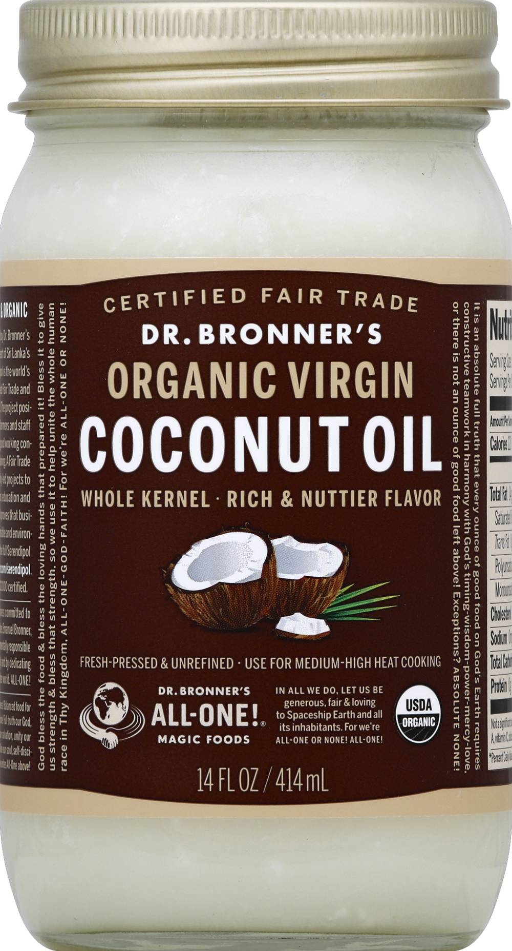 Dr. Bronner's Organic Virgin Coconut Oil (14 fl oz)