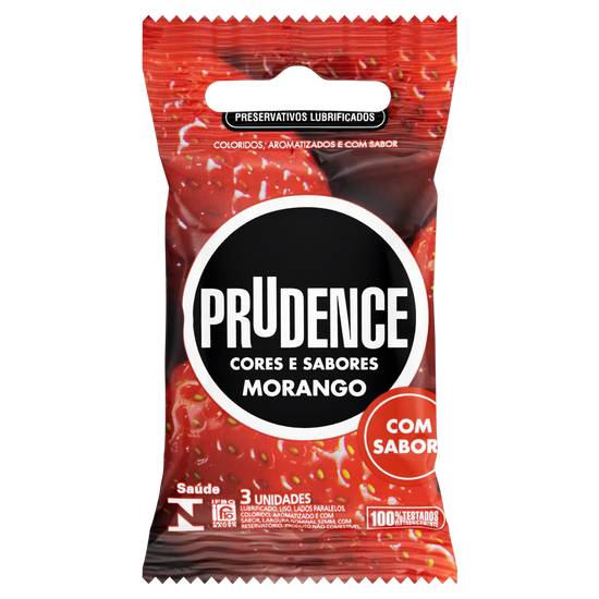 Prudence preservativo cores e sabores morango (3 un)