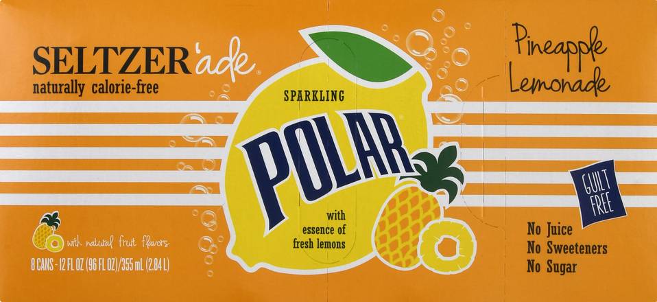 Polar Sparkling Pineapple Lemonade Seltzer Ade (8 x 12 fl oz)