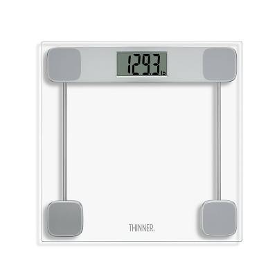 Thinner Clear Glass Weight Scale, Silver