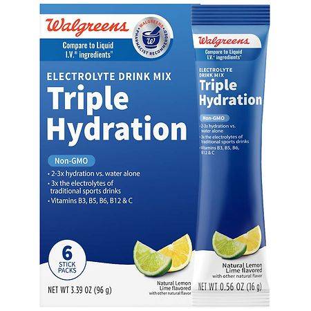 Walgreens Electrolyte Drink Mix Triple Hydration (6 pack, 0.56 oz) (lemon)