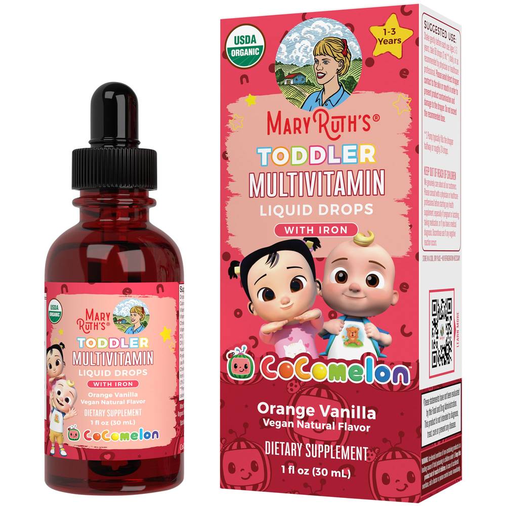 MaryRuth's Cocomelon Toddler Multivitamin With Liquid Drops, Orange & Vanilla (1 fl oz)