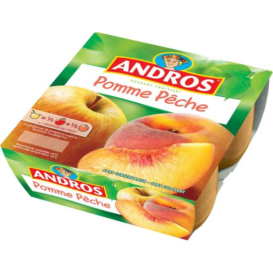 Compote - Pomme Pêche - 4 Pots Andros 4x100 gr